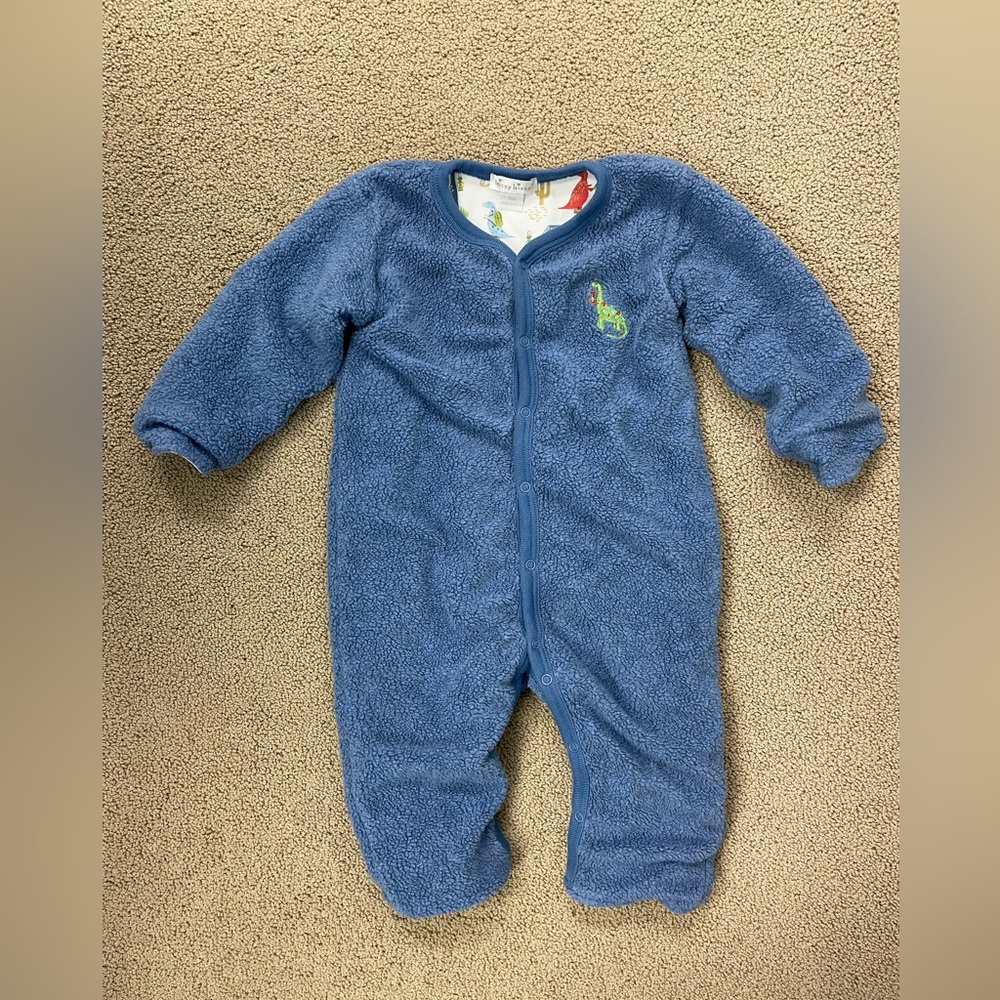 Kissy kissy blue dinosaur fleece onesie 9 months
